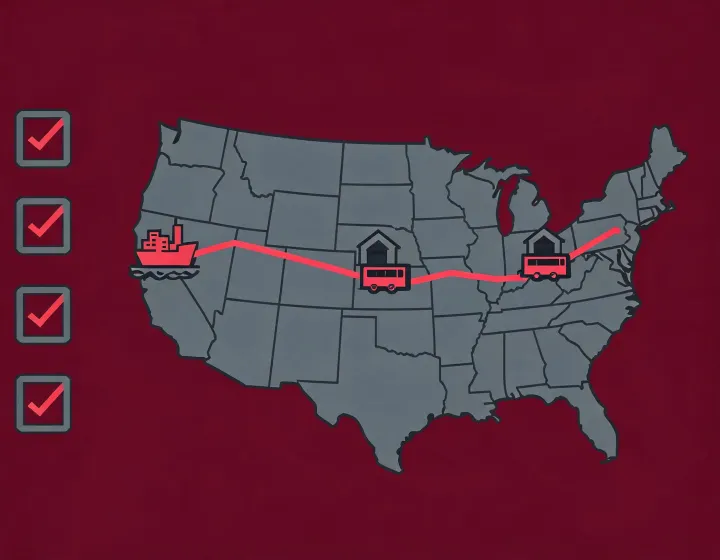 US city bus sourcing route and communication map