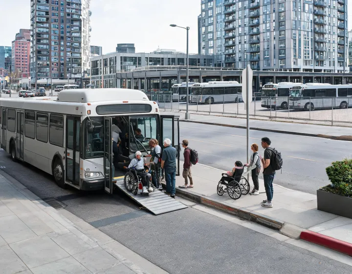 City bus operating on an urban transit route